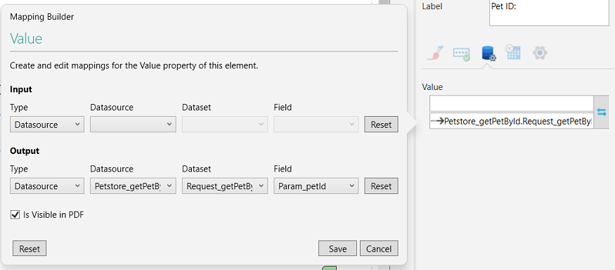 Picture showing Pet ID Requst mappings. 